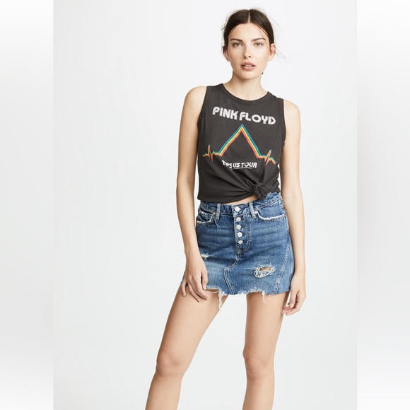 Free People Denim a-line mini skirt distressed - Picture 5 of 10